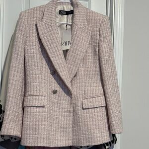 Zara Women's Blush Tweed Blazer